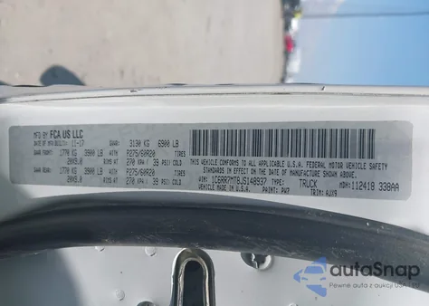 2018 Ram 1500 Sport 4X4 5'7 Box z USA, uszkodzony, nr VIN 1C6RR7MT8JS148937